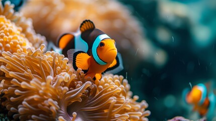 A splash of orange against the backdrop of a symbiotic underwater world.