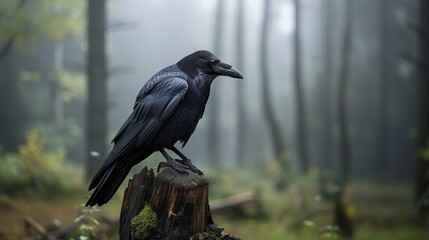In the realm of avian wildlife, the raven's elegance is unmatched in its simplicity. - obrazy, fototapety, plakaty