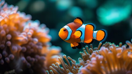 The clownfish, a colorful inhabitant of the ocean's intricate coral structures.