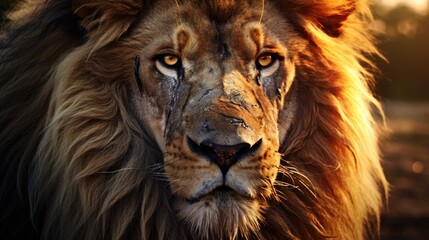 Naklejka premium A lion close-up, Hyper Real