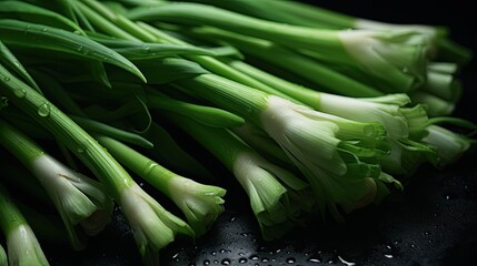 Green onions close-up, Hyper Real