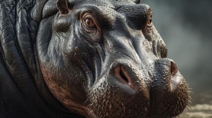 Fototapeta na wymiar Hippopotamus close-up, Hyper Real