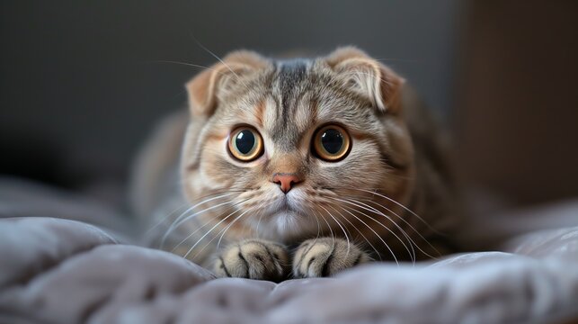The camera lovingly captures a Scottish Fold's distinct features, from the characteristic ear folds to the deep, captivating eyes.