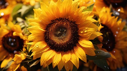 Sunflowers close-up, Hyper Real