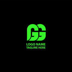 initial GG green logo design vector