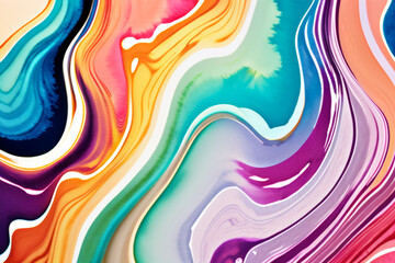 Closeup of abstract watercolor paint background texture with liquid fluid marbled paper texture banner texture. Generative AI (생성형 AI)