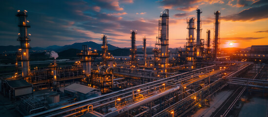 Extra large oil refinery plant. Refining process factory.