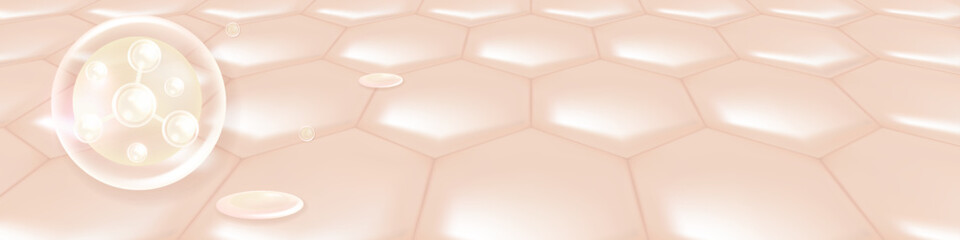 Hyaluronic acid hair and skin solutions ad, white collagen serum drops into skin cells with cosmetic advertising background ready to use, illustration vector.