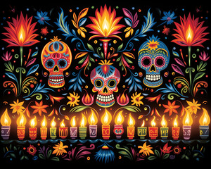 Vibrant Day of the Dead Background