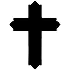 Religion Christian cross icon symbol flat style. Hand drawn black line sketch grunge cross Vector illustration