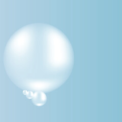 Vector Illustration of light blue or pastel color transparent sponges or soap bubbles. Beautiful clear light blue with copy space