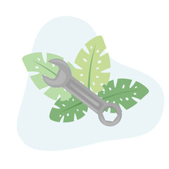 Wrench flat vector Illustration Icon for web use for mechanics, fix, maintenance