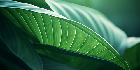 Close up of green leaf texture background, nature and environment concept.