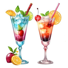 cocktails with fruits and berries