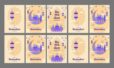 marhaban ya ramadan social media post vector flat design template