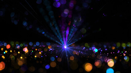 Fototapeta na wymiar abstract background with laser lights beams, bokeh effect on dark background