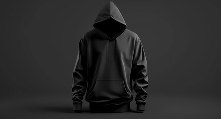 mockup illustration of black hooded sweatshirt