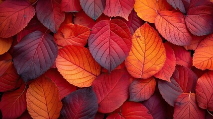 Autumn leaves red orange color spring background