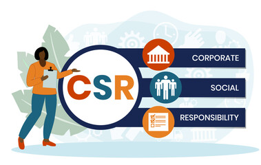 CSR - Corporate social responsibility. acronym business concept. vector illustration concept with keywords and icons. lettering illustration with icons for web banner, flyer, landing page