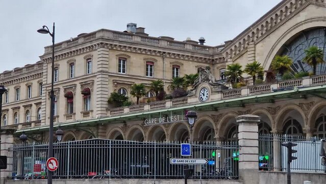 Paris Gare de l'Est, France. Eastern railway station, train terminal building