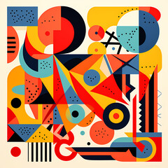 Abstract geometric patterns in bold contrasting colours