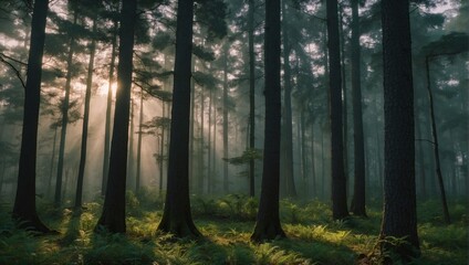 Obraz premium the tranquility of a forest at dawn Generative AI