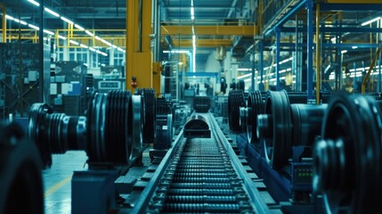 Fototapeta premium gear transmission factory for cars production line manufacturing