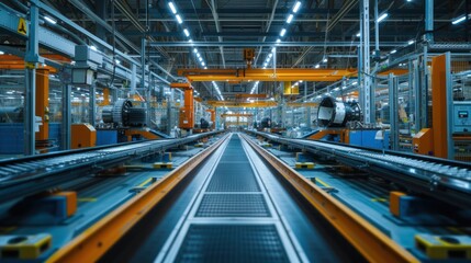 Fototapeta premium gear transmission factory for cars production line manufacturing