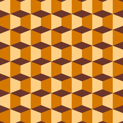 Seamless pattern design with cube with geometric squares with yellow and brown colors.