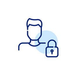 Male user secure account access. Man and locked padlock. Pixel perfect, editable stroke