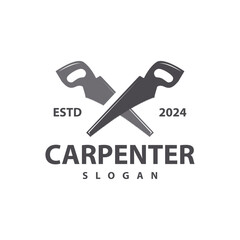 Wood saw logo vector design carpenter tool silhouette woodcutter wood craftsman carpentry company logo