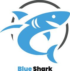 blue shark vector illustration logo