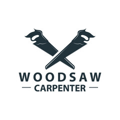 Wood saw logo vector design carpenter tool silhouette woodcutter wood craftsman carpentry company logo