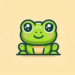 Obraz premium flat logo of Cute frog cartoon vector icon illustration. animal nature icon concept isolated premium vector