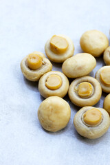 Champignon mushrooms in brine. Canned champignon mushrooms whole