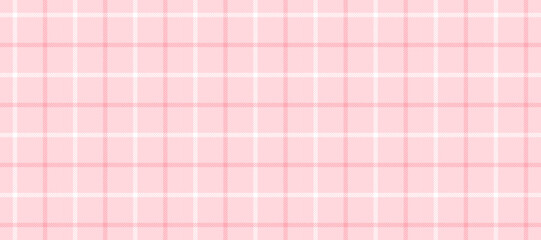 Seamless pink and white windowpane pattern. Checkered plaid repeating background. Tattersall tartan texture print for textile and fabric swatch. Repeated neutral check wallpaper. Vector backdrop