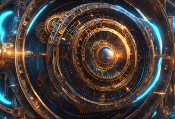 Fototapeta premium A golden, sacred geometry dimension machine.