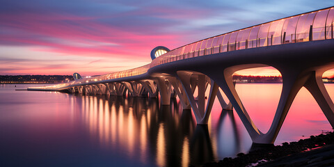 Vasco da Gama bridge at sunrise, Lisbon, Portugal