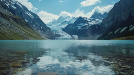 Majestic mountain glaciers and glacial lakes