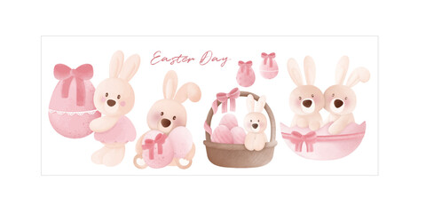 Obraz na płótnie Canvas Easter day bunny and easter egg bector
