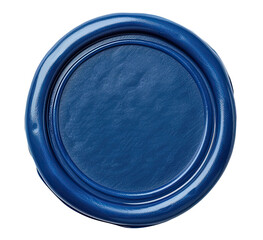 Blue wax seal isolated on transparent background, top view