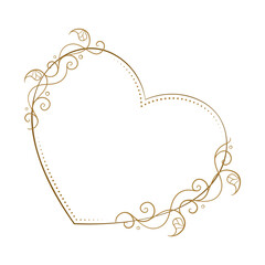 Vector heart shape frame with ivy leaves and stems decoration