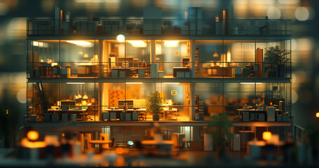 Business office with blurred people blurred bokeh background