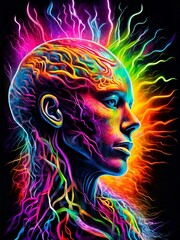 Fototapeta premium Head with energy emanating