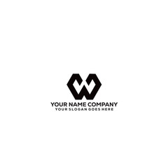 Initial W logo design with thick line polygon concept for company