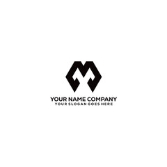 Initial M logo design with thick line polygon concept for company