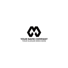 Initial M logo design with thick line polygon concept for company