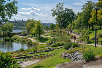 Fototapeta na wymiar Oslo's lush parks and green spaces, a testament to urban sustainability