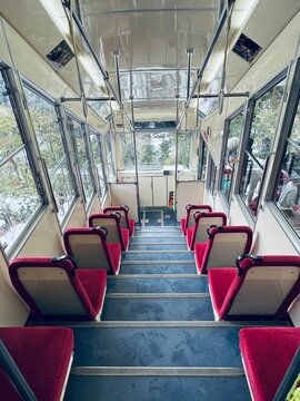  The tram on a hiking trail to the Kuramadera Temple of Kyoto, Japan in the snowy forest on a winter day 