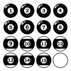 Pool balls set clipart style vector illustration, billiard balls, snooker balls